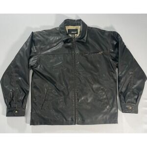 BKE 67 Buckle Polyurethane‎ Biker Jacket Mens L Brown Moto